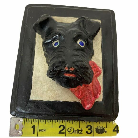 Scottie Dog Plaques Black Art Decor Wall Hanging 4.5" X 4" Set Of Three Vintage - Picture 9 of 13